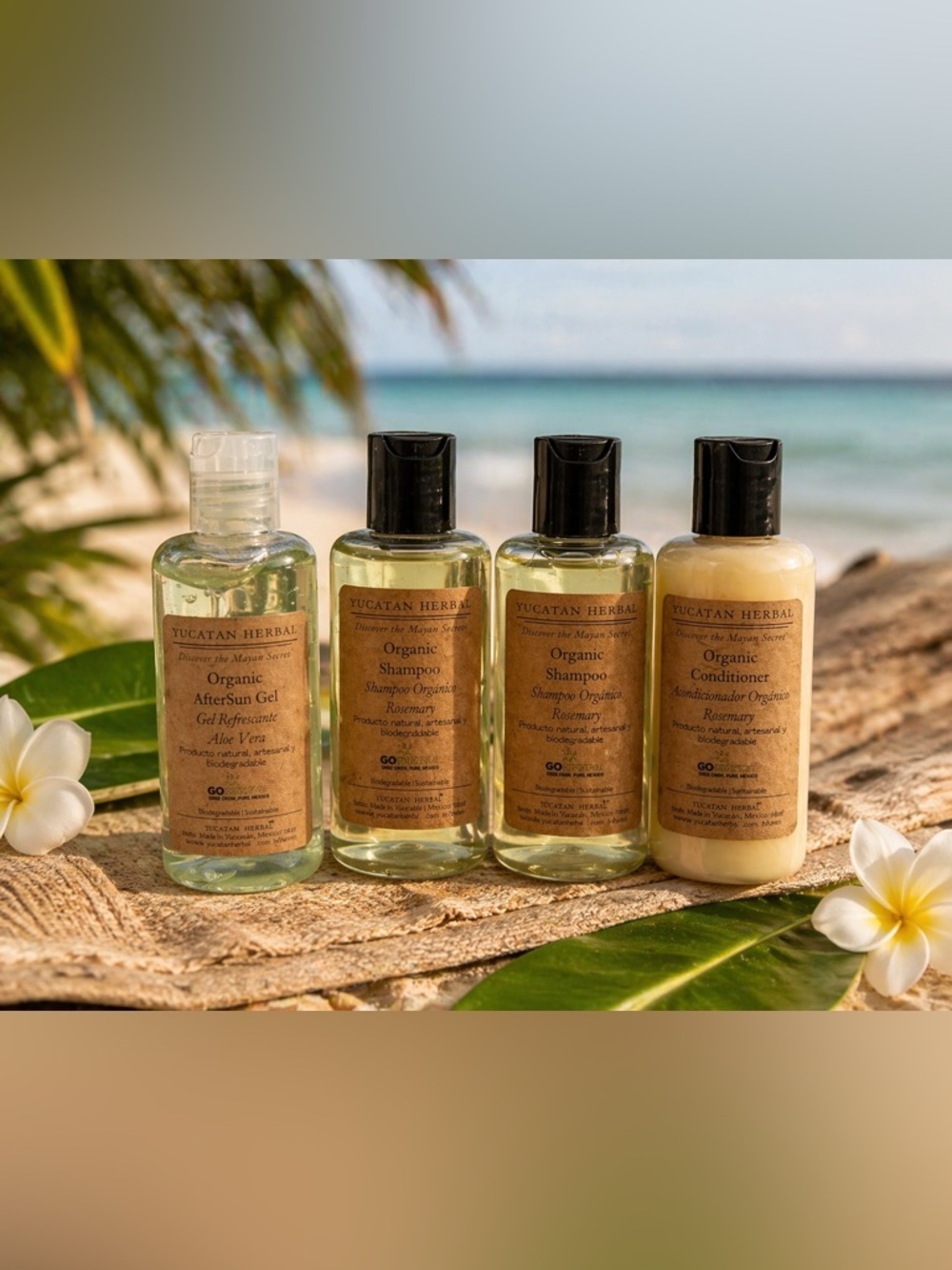 Yucatán Herbal Organic Hair Care Travel Set | Shampoo Conditioner After Sun Aloe